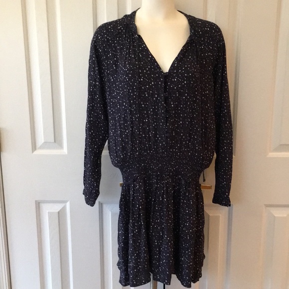 RAILS brand navy print elasticized waist button front fit flare long mini dres… - Picture 2 of 8
